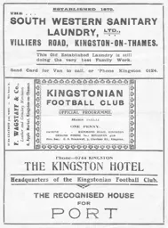 Programme: Kingstonian vs Luton Town FC (30th Nov 1932)