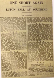 Match Report: Southend United vs Luton Town FC (17th Dec 1932)