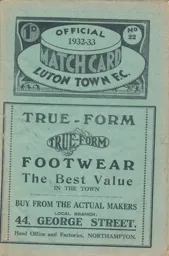 Programme: Luton Town FC vs Crystal Palace (24th Dec 1932)
