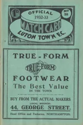 Programme: Luton Town FC vs Barnsley (18th Jan 1933)
