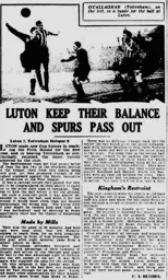Match Report: Luton Town FC vs Tottenham Hotspur (28th Jan 1933)