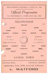 Programme: Gillingham vs Luton Town FC (22nd Feb 1933)