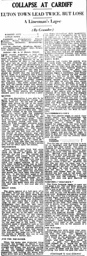 Match Report: Cardiff City vs Luton Town FC (11th Mar 1933)