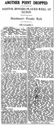 Match Report: Luton Town FC vs Bristol Rovers (13th Mar 1933)