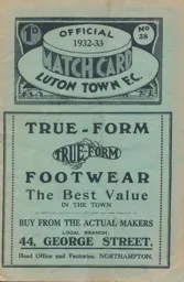 Programme: Luton Town FC vs Bristol Rovers (13th Mar 1933)