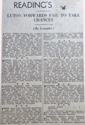 Match Report: Luton Town FC vs Reading (18th Mar 1933)