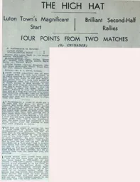 Match Report: Northampton Town vs Luton Town FC (26th Aug 1933)