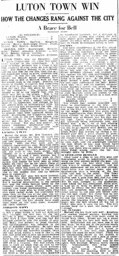 Match Report: Luton Town FC vs Bristol City (30th Sep 1933)