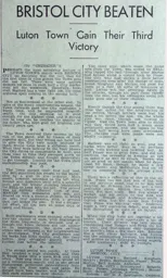 Match Report: Luton Town FC vs Bristol City (30th Sep 1933)