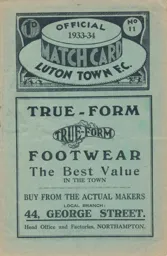Programme: Luton Town FC vs Swindon Town (14th Oct 1933)