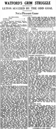 Match Report: Luton Town FC vs Watford (21st Oct 1933)