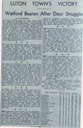 Match Report: Luton Town FC vs Watford (21st Oct 1933)