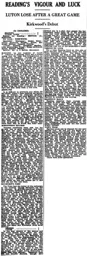 Match Report: Reading vs Luton Town FC (28th Oct 1933)