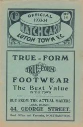 Programme: Luton Town FC vs Coventry City (4th Nov 1933)