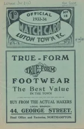 Programme: Luton Town FC vs Gillingham (2nd Dec 1933)
