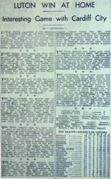 Match Report: Luton Town FC vs Cardiff City (16th Dec 1933)