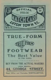 Programme: Luton Town FC vs Cardiff City (16th Dec 1933)