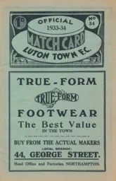 Programme: Luton Town FC vs Reading (10th Mar 1934)