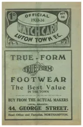 Programme: Luton Town FC vs Crystal Palace (7th Apr 1934)