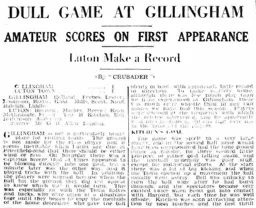 Match Report: Gillingham vs Luton Town FC (14th Apr 1934)