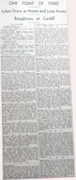 Match Report: Cardiff City vs Luton Town FC (27th Aug 1934)
