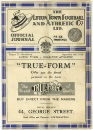 Programme: Luton Town FC vs Charlton Athletic (8th Sep 1934)