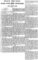 Match Report: Crystal Palace vs Luton Town FC (15th Sep 1934)