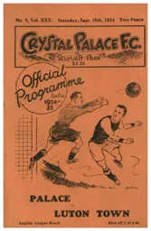 Programme: Crystal Palace vs Luton Town FC (15th Sep 1934)