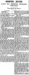 Match Report: Luton Town FC vs Swindon Town (6th Oct 1934)