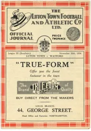 Programme: Luton Town FC vs Watford (10th Nov 1934)