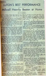Match Report: Millwall vs Luton Town FC (15th Dec 1934)