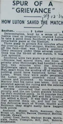 Match Report: Southend United vs Luton Town FC (29th Dec 1934)