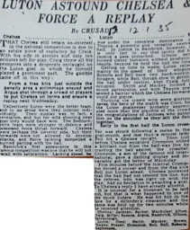 Match Report: Chelsea vs Luton Town FC (12th Jan 1935)