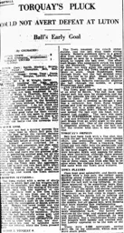 Match Report: Luton Town FC vs Torquay United (9th Feb 1935)