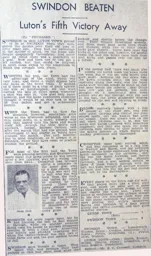 Match Report: Swindon Town vs Luton Town FC (16th Feb 1935)