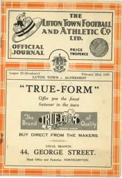 Programme: Luton Town FC vs Aldershot (23rd Feb 1935)