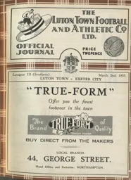 Programme: Luton Town FC vs Exeter City (2nd Mar 1935)