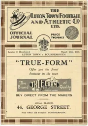 Programme: Luton Town FC vs Bournemouth (16th Mar 1935)