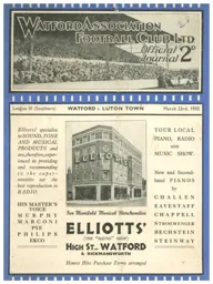 Programme: Watford vs Luton Town FC (23rd Mar 1935)