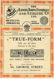 Programme: Luton Town FC vs Clapton Orient (30th Mar 1935)