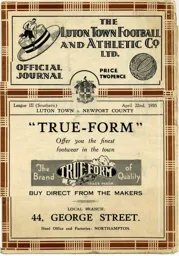 Programme: Luton Town FC vs Newport County (22nd Apr 1935)
