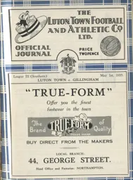 Programme: Luton Town FC vs Gillingham (1st May 1935)