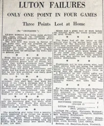 Match Report: Luton Town FC vs Southend United (7th Sep 1935)