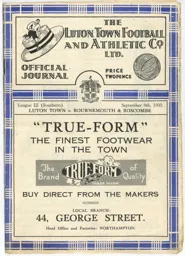 Programme: Luton Town FC vs Bournemouth (9th Sep 1935)