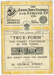 Programme: Luton Town FC vs Crystal Palace (21st Sep 1935)