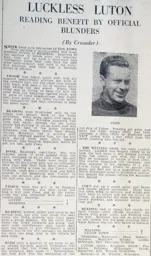 Match Report: Reading vs Luton Town FC (28th Sep 1935)