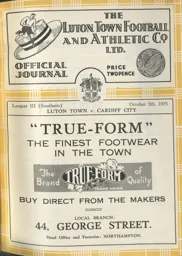 Programme: Luton Town FC vs Cardiff City (5th Oct 1935)