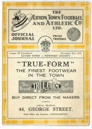 Programme: Luton Town FC vs Newport County (2nd Nov 1935)