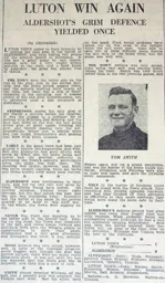 Match Report: Aldershot vs Luton Town FC (23rd Nov 1935)