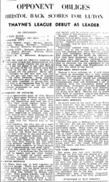 Match Report: Luton Town FC vs Bristol City (14th Dec 1935)